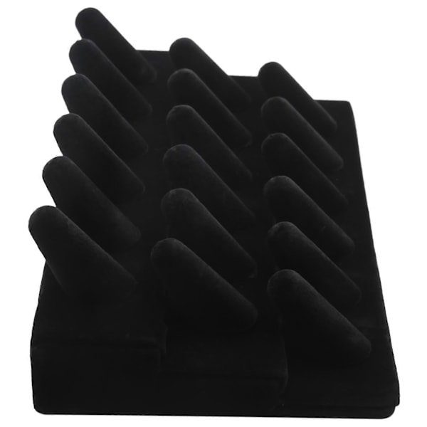 Sort Træ, Flanel 18 Finger Ring Organiser Holder Smykke Opbevaring