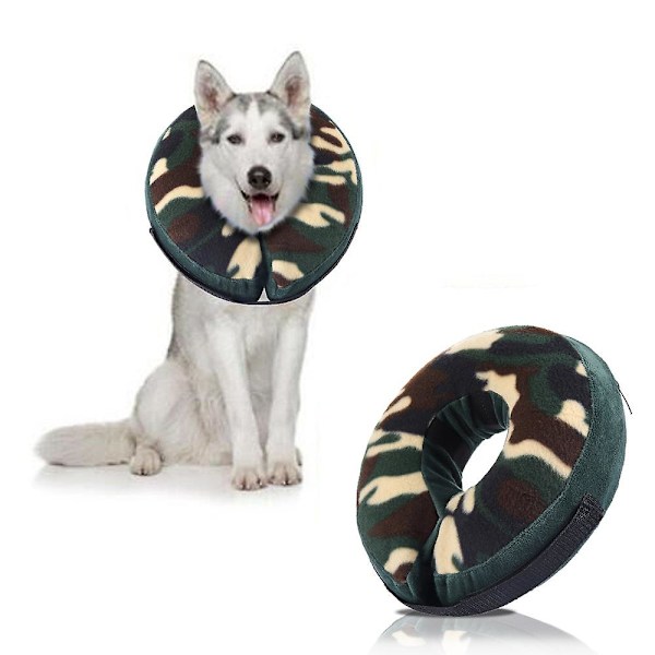 Dww-Ilmapallokaulus Koirien ja Kissojen Toipumiseen - L Velcro Camouflage, Säädettävä Suojaava Kaulus Haavojen Hoitoon Mukava