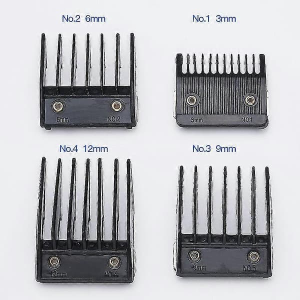 4 Tilbehørs Kamsett for Wahl Med Metallstøttet Klippeskinne 3mm 6mm 9mm 12mm