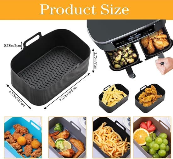 Silicone Molds for Ninja Dual Chamber Air Fryer - Black - 2-Pack