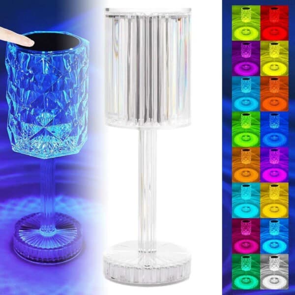 Crystal LED Lamp 16 Colors Remote Control Touch Rechargeable