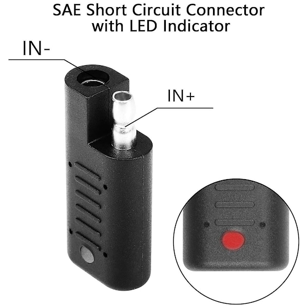 SAE Kortslutningsstik med LED-indikator, SAE Polaritetsomvendt Adapter, SAE Strømkabeltester S