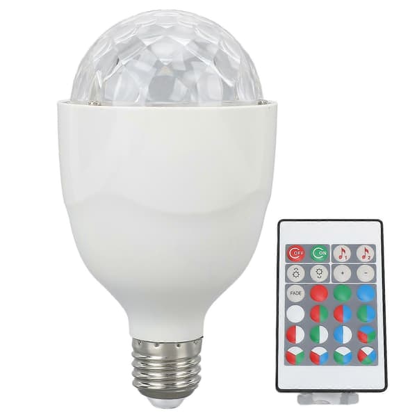Diskokule Lampepære E27 Lydaktivert Fjernkontroll RGB LED Strobelys Kulelampe for Fest Bryllup Bar