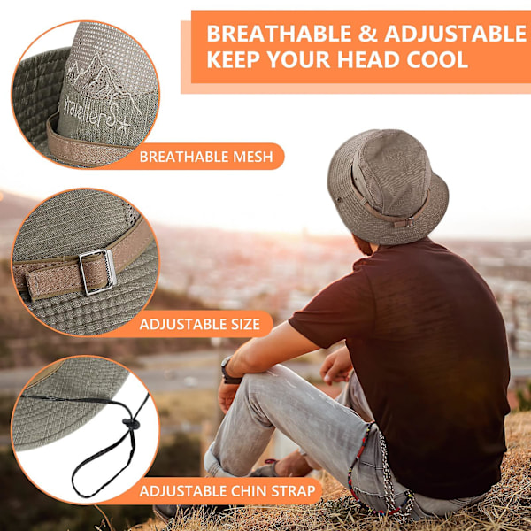 Solhatt UV-skydd Bucket Hat Sommarhattar (khaki)