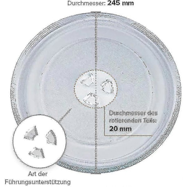 Universal Mikrobølgeovn Drejeskive Glasplade Med 3 Beslag, 245 Mm