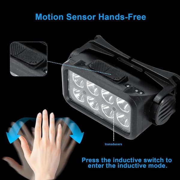 Hodelykt 2000 lumen, for barn, LED batteridrevet hodelykt med 6 lysmoduser, AAA-batterier inkludert, jogging
