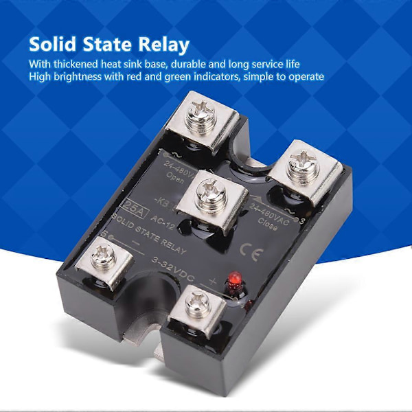 BERM KB25DA Solid State Relé 25A Enkeltfase 1NO1NC Solid State Relé DC Kontrollert AC
