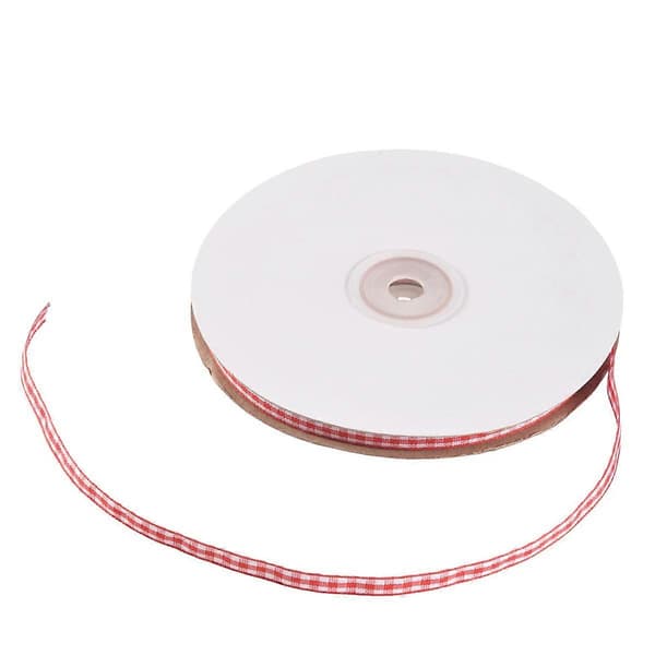 45 m Full Rulle Klippta Längder Gingham Band, 6 mm Bred Röd