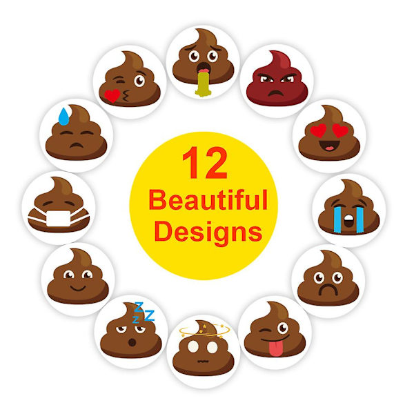 Rulle med 500 stk. Sjove Emballage Etiketter Poop Tema Design Forseglings Etiketter Rulle