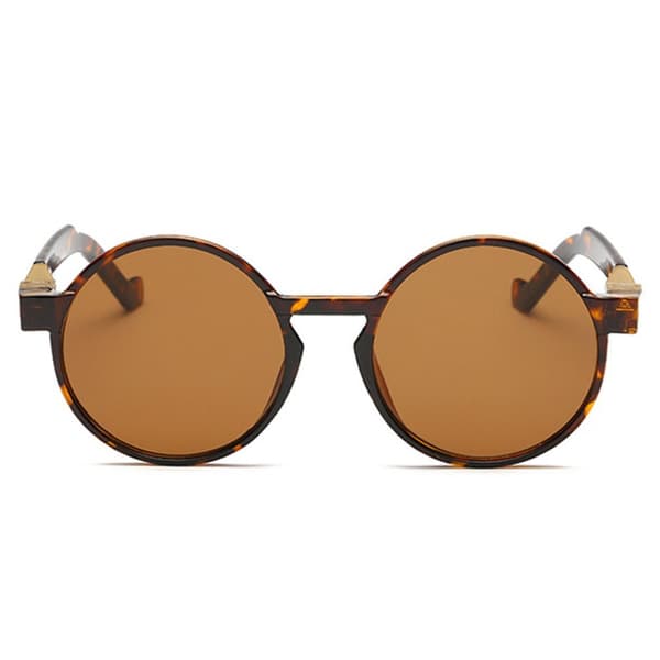 Moderne Brune Runde Solbriller Brunt Glas