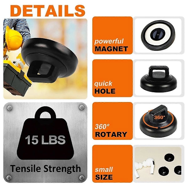 Magnetiska Kabelbuntband Fästen Clips 10-pack Multifunktionella Buntbandsfästen Bas Hållare Svart Tråd Kabelhållare Fäste