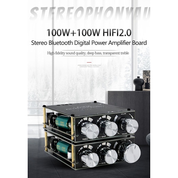 Bluetooth 5.0 TPA3116D2 Modul Hög Basjustering Stereo Digital Förstärkarkortmodul 100Wx2 Am
