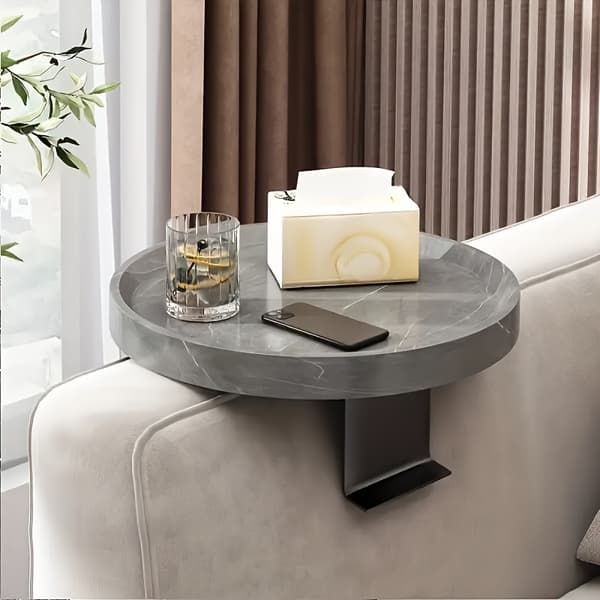 Armrest Tray Sofa | Table for Sofa Armrest | Adjustable, 30cm Grey Marble