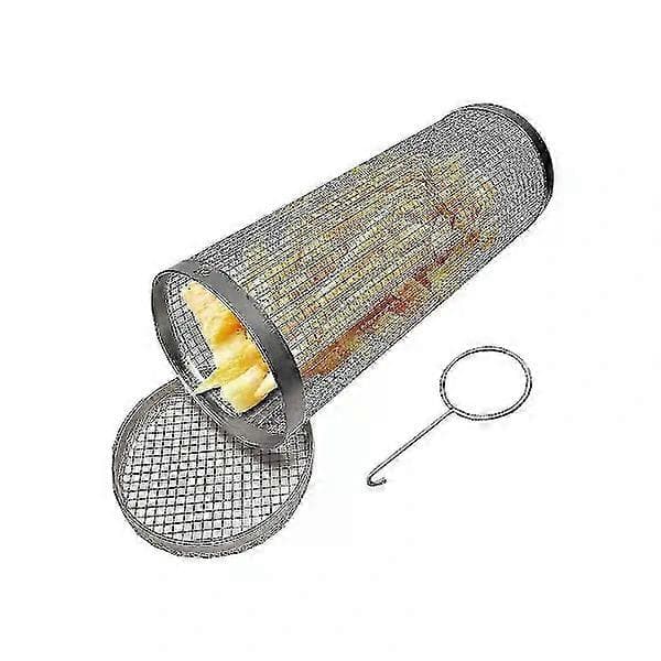 2-pak rullende grillkurve - Bedste grillkurv nogensinde, rund grillnet i rustfrit stål