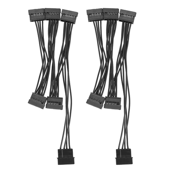 2 stk. Molex 4-pin IDE til 5 SATA 15-pin harddisk strømforsyning splitterkabel for DIY PC Server 18AWG 4