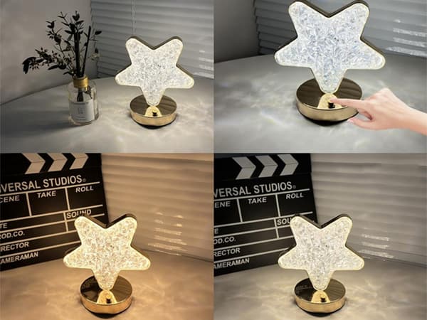 Bordstjerne nattlampe krystall led rgb usb