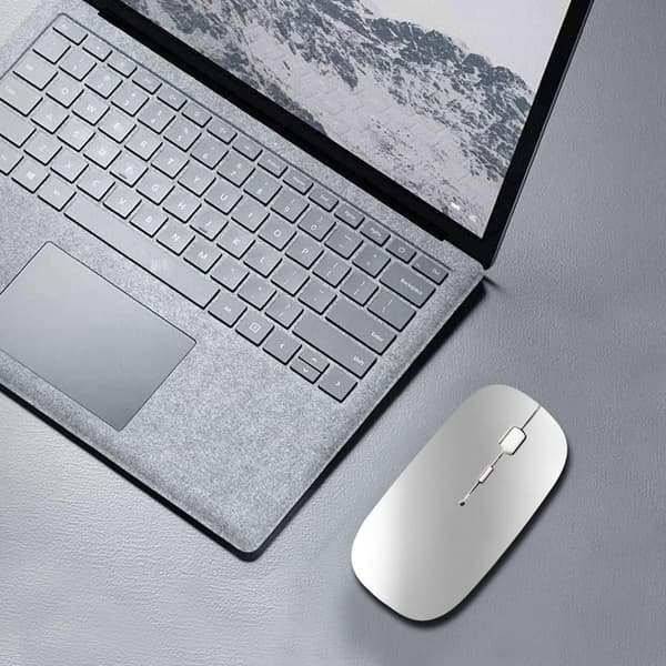 Trådlös Bluetooth-mus för Surface Go Pro X Laddningsbar tyst mus för Surface Pro (silver)