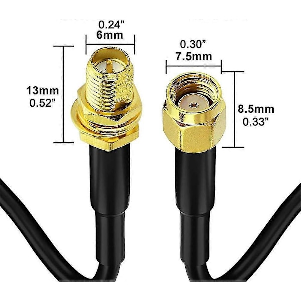 10m RP-SMA WiFi Antenne Forlængerkabel (Sort)