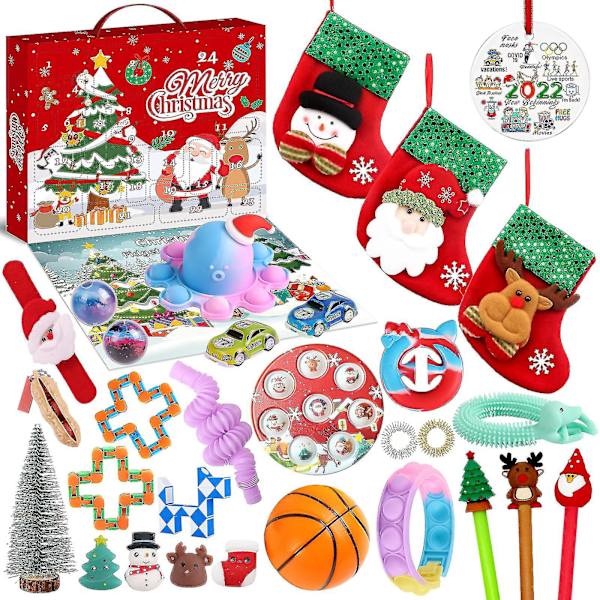 Jox - Julkalender med Fidget Leksaker 30 Dagar Set Anti-Stress Kit Stressavlastande Fidget Leksak Blind Box Barn #jlf