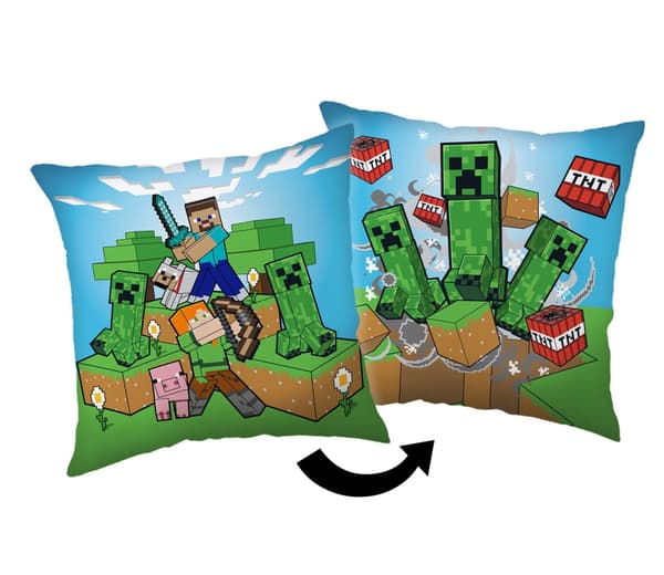 Minecraft Pute med Creeper Chaos Motiv – 40×40cm