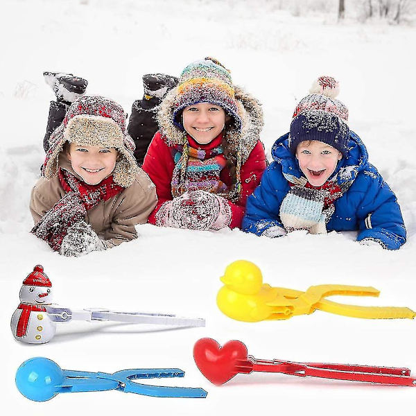 4-pack snöbollstänger, vinter snöboll maker leksak, snöboll press, snöbollstänger hjärtformade snöbollar, perfekta utomhuslek snöleksaker för barn