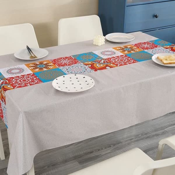 Rektangulär belagd duk, vattentät duk, 140 x 220 cm PVC-duk, tvättbar, lättskött duk, för bord