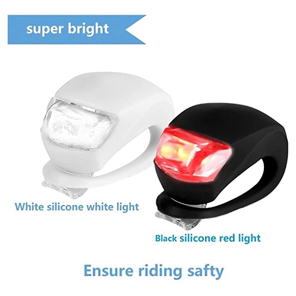 4 stk. LED Silikon Cykel Forlygter og Baglygter Sæt Push Cykel Klip Lys