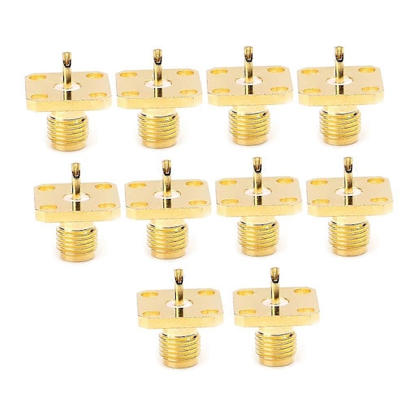 10 stk. SMA Hun Chassis Panelmontering 4 Hul Post Terminal RF Konnektor Koaksial A