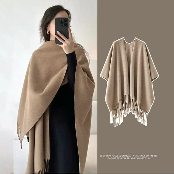 Skjerf for kvinner Elegant skjerf Myke strikkede skjerf Åpen front Poncho Høst Vinter Varm moteriktig skjerf