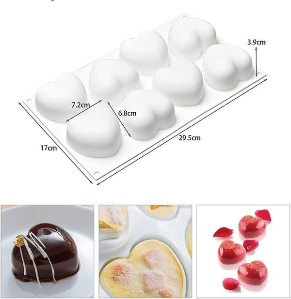 Hjerteformet Chokoladeform Multi Cube Form, Silikoneform til Bagning af Chokoladekage og Fremstilling af 3D Håndlavede Lys (2 stk)