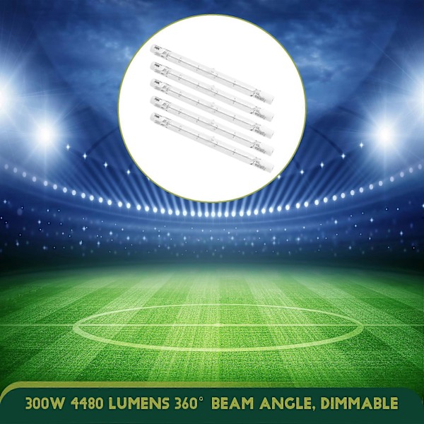5 Pakke R7S 118mm 300W 230V, R7S Halogen Lineær Pære, Dæmpbar Halogenlampe til Byggearbejde
