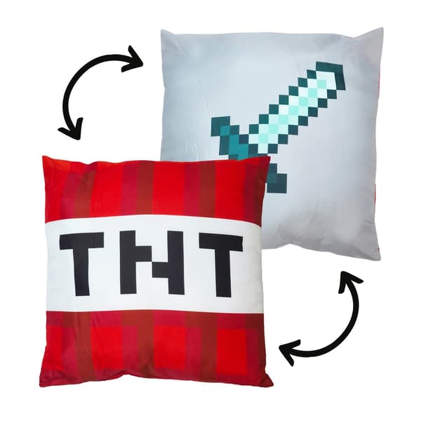 Minecraft Pillow with TNT Block & Diamond Sword - 40x40 cm