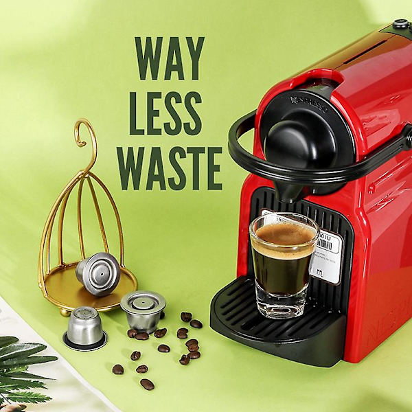 Genanvendelig Kaffe Kapsel til Kaffemaskine, Rustfrit Stål Kaffe Filter Pod med Tamper Dosing til