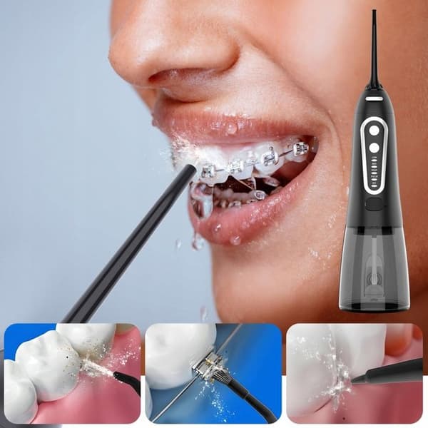 Bærbar vanntråd – HDEYE – Profesjonell – 6 dyser – 300 ml – IPX7 – 5 moduser