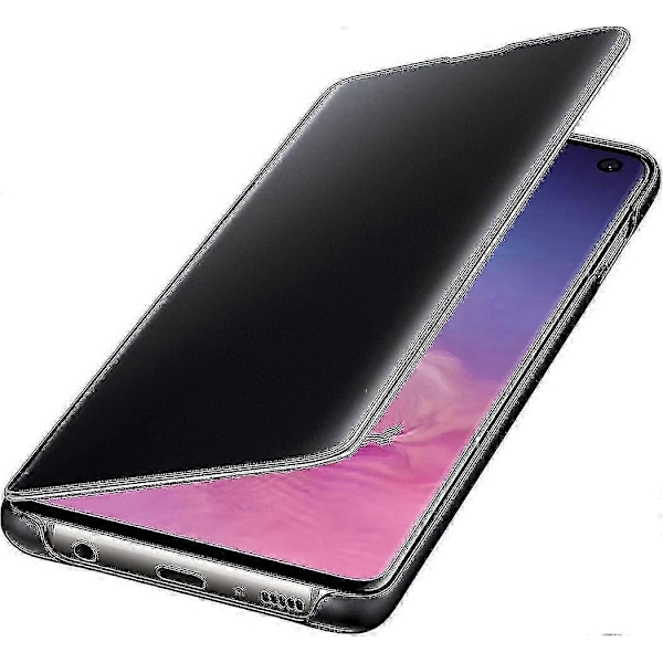 Samsung Galaxy S10:lle suojaava läpinäkyvä Clear View Folio -kotelo - Musta Fs