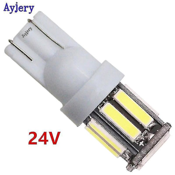 10 stk. 24V LED Lastbil T10 7014 10 SMD W5W 194 168 7020 10 LED Coin Coin Bials Lampe Lumor Parkerlys Plade - Hvid -xx