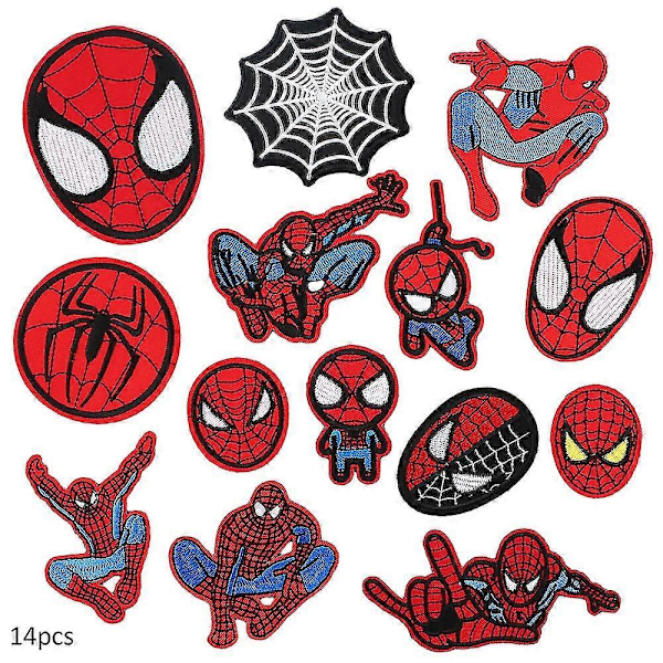 14 stk. Spider-Man Serie Broderede Mærker, Sy På Eller Stryg På Dekorativt Mærke Applikation Til Tøj, Kjole, Hat, Jeans, Taske, DIY Tilbehør 2025th