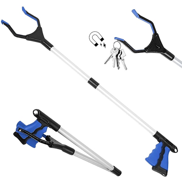 Griffer, 82cm Vikbar Gripare Tillverkad Av Aluminium Med Roterande Gummispatel, Grepp Tång För Seniorer Vikbar Lång Arm Förlängare För Sopor/Släng P