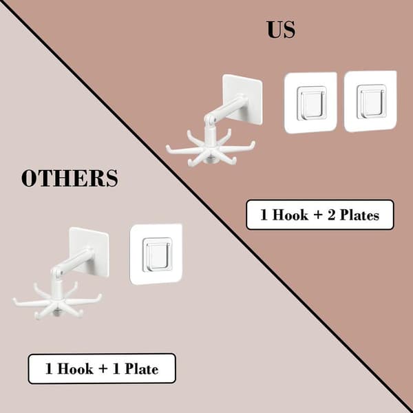Suction Cup Hooks - Hanging Hooks for Appliances, Kitchen Utensil Hooks, Wall Rack, 360-Degree Rotatable and Foldable Hooks