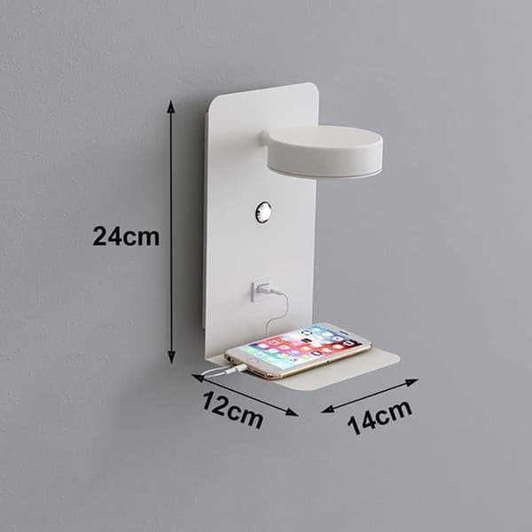 Set med 2 dimbara touch-vägglampor med USB-laddningsport, 12W, vit