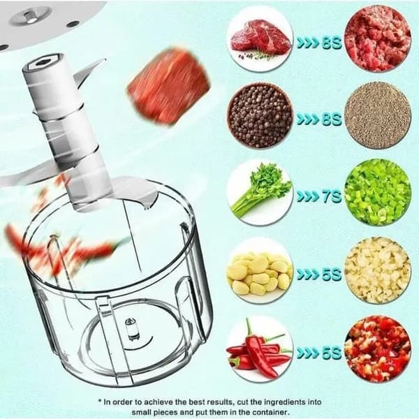 10 st Mini Elektrisk Hackare Multihackare 250ml Mixer Blender med design i rostfritt stål 3 blad Vitlökspress Hackare