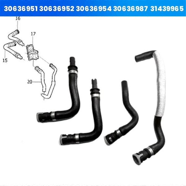 4st/Set Värmare Vattenrör Inloppsslang, Utloppsslang för S40 V50 C70 2004-2010 30636951 30636952 30636954 30636987