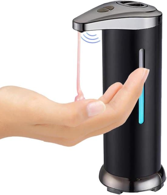 Soap Dispenser - Automatic Pump - Touchless Hand Wash - Battery Operated - 20 cm High - Black