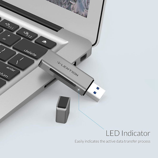 H7 Aluminium USB 3.0 Kortlæser SD 3.0 Adapter til SD/SDXC/SDHC Micro-SD/Micro-SDXC/Micro-kortlæser