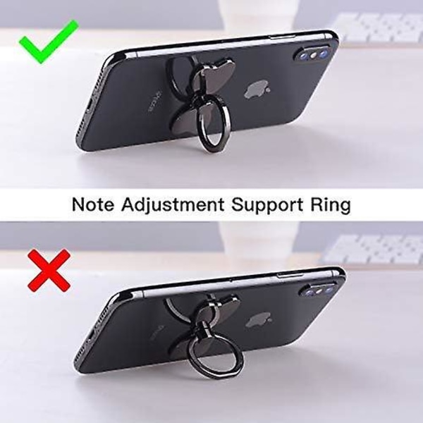 Telefon Ring Holder Og Grip 360 Justerbar Finger Metal Beslag Bilholder Universal Til Iphone Mobil Smartphone Tablet (sort)
