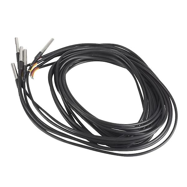 5 st Vattentät Ds18b20 Temperatursensor, Digital Temperatur Termisk Kabeltemperatur (-55- +1