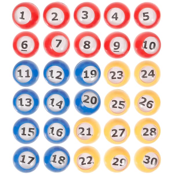 30 stk Bingo-kuler Nummererte Lottokuler Spillkuler Rekvisitter Plastutskiftningsnummerkuler