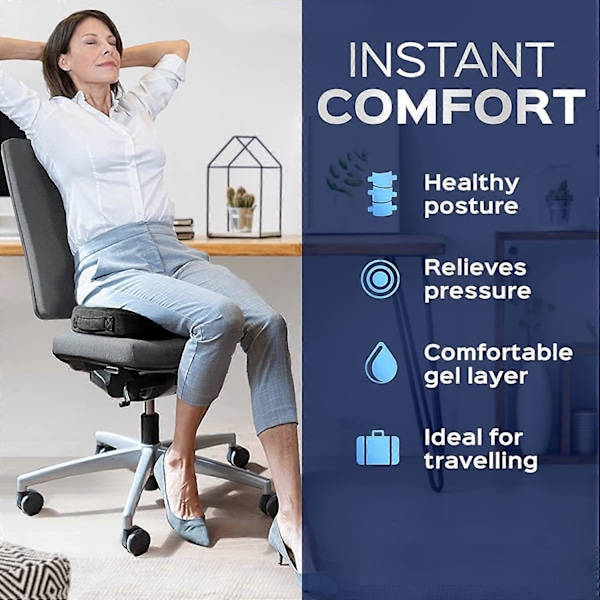 Svankkudde Anti-Trycksår med Andningsbar Gel, Ergonomisk Ortopedisk Sittdyna i Memory Foam