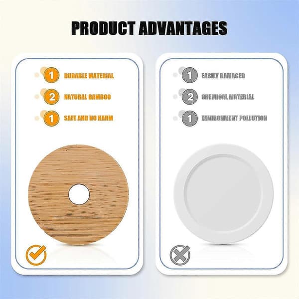 Bambu Burk Lock Med Sugrör Hål Återanvändbara Burk Lock Läckagesäkra Glas Konserverings Dricks Förvaringsburkar Ca
