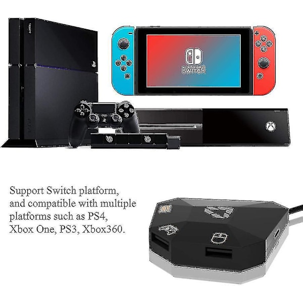 Tastatur- og museadapter for Nintendo Switch/ PS4/ PS3/ Xbox One/ Xbox 360 Konverter